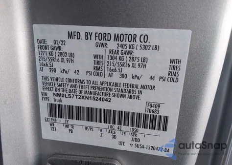 2022 Ford Transit Connect Xlt z USA, uszkodzony, nr VIN NM0LS7T2XN1524042